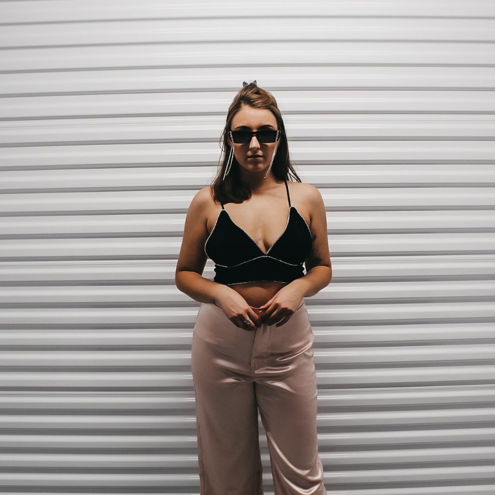 BLACK VELVET RHINESTONE CROP TOP NWT